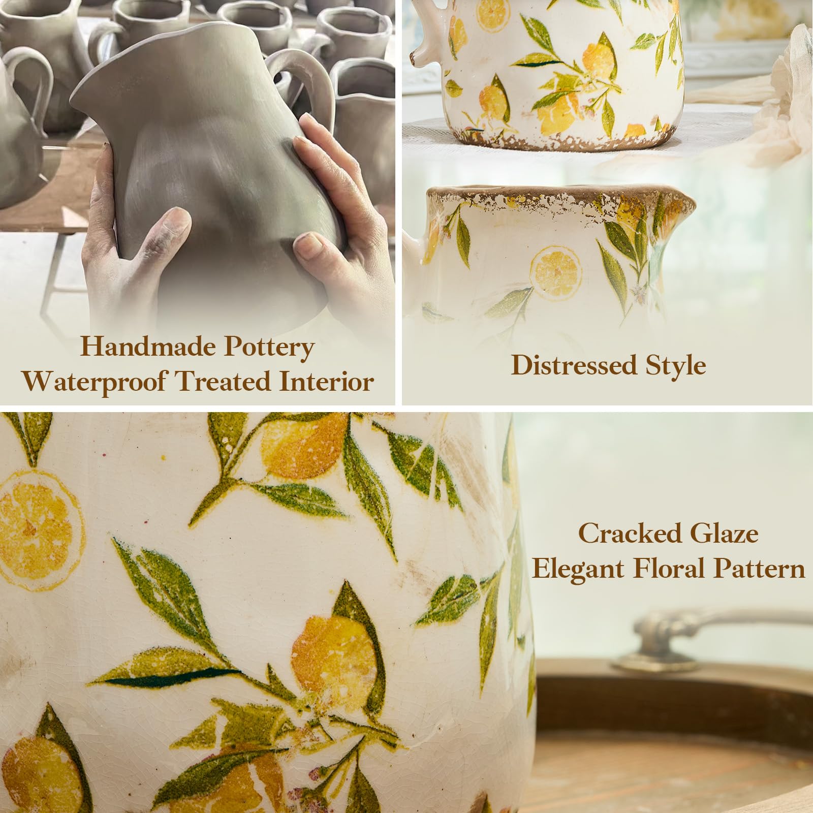 Amazon.com: Vintage Lemon Ceramic Vase with Handle, Retro